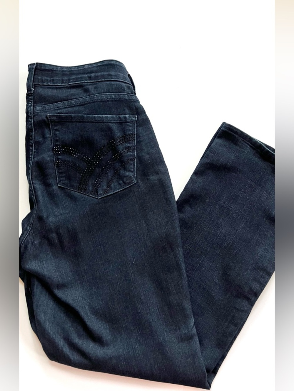 NYDJ. Dark washed denim with rhinestone on back pockets